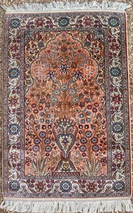 Alfombra/alfombra de oración de seda fina de Cachemira - Imagen 1 de 10