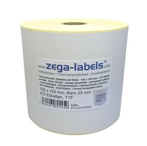 Thermotransfer Etiketten Rolle - 102 x 152 mm - 475 Stück Kern25 mm Zebra GK420T - Bild 1 von 1