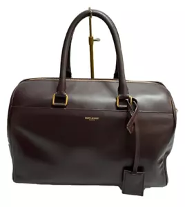 Bolso de Hombro Saint Laurent Cuero de Lona 2 Vías Mini Boston Burdeos Usado - Imagen 1 de 8