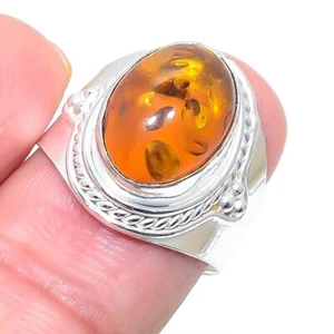 Baltic Amber Gemstone 925 Sterling Silver Jewelry All Size Ring For Gift - Picture 1 of 1