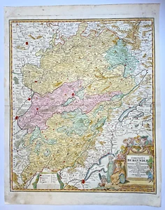 BOURGOGNE BURGUNDY FRANCE 1720 by JB HOMANN LARGE ANTIQUE MAP 18TH CENTURY - Picture 1 of 14