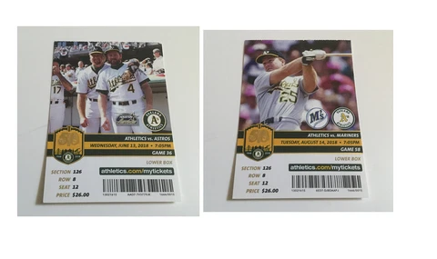 A'S 2018 TICKET STUB PICK A DATE: 6/13/18--8/14/18--COVER: Mark McGwire Cover