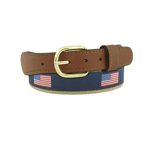 USA FLAG Woven Leather Canvas Ribbon Zep Pro Red White Blue Belt Size 34,44, 46 - Picture 1 of 3