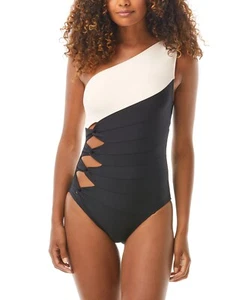 Carmen Marc Valvo Colorblocked One-Shoulder One-Piece Swimsuit Women's Swimsuit - Picture 1 of 2