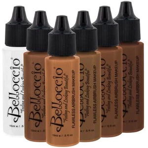 Belloccio DARK Airbrush Makeup FOUNDATION SET Deep Shade Tone Face Cosmetic Kit - Picture 1 of 5