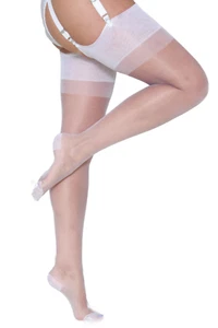 GIO RHT Stockings / Nylons WHITE - Limited Edition Size M from NYLONZ - Picture 1 of 2