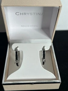 NUEVO Pendientes Chrystina Cristal Genuino Plata de Ley - Imagen 1 de 6