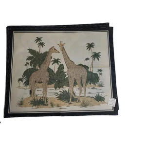 Nature's Wildlife Zebra Rhinoceros Giraffe Leppard Quilt Fabric Block (4) - Picture 1 of 15