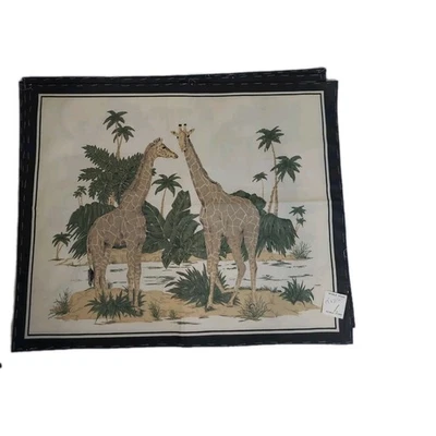 Nature's Wildlife Zebra Rhinoceros Giraffe Leppard Quilt Fabric Block (4) - Image 1 of 4