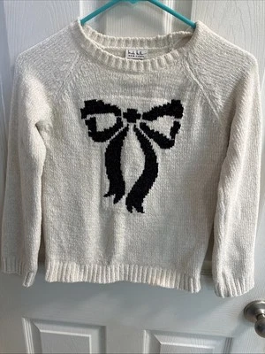 Suéter Nicole Miller Niñas Lazo en Blanco Medio/Negro Talla 10 Foto 1 de 4