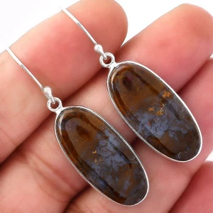 Pendientes de plata de ley 925 de sándalo natural joyería E-1001 - Imagen 1 de 5