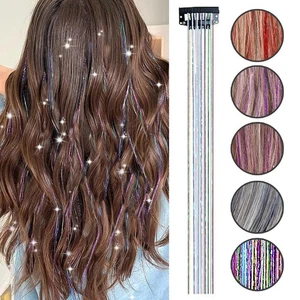 1/6Pcs Hair Tinsel Clip in Hair Tinsel Kit Glitter Tinsel Hair Extensions - Picture 1 of 20