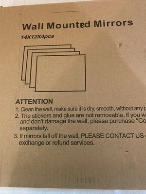 Azulejos de espejo de pared de vidrio de longitud completa, 14"" X 12"" X 4 piezas, espejo de cuerpo completo Foto 1 de 4