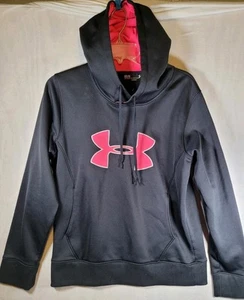 Under Armour UA Storm Women's Hoodie Sweatshirt Size Med Black Pink Kangaroo - Picture 1 of 10