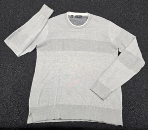 Saks Fifth Ave Modern Sweater Medium Gray Cotton Casual Classic Pullover - Picture 1 of 9