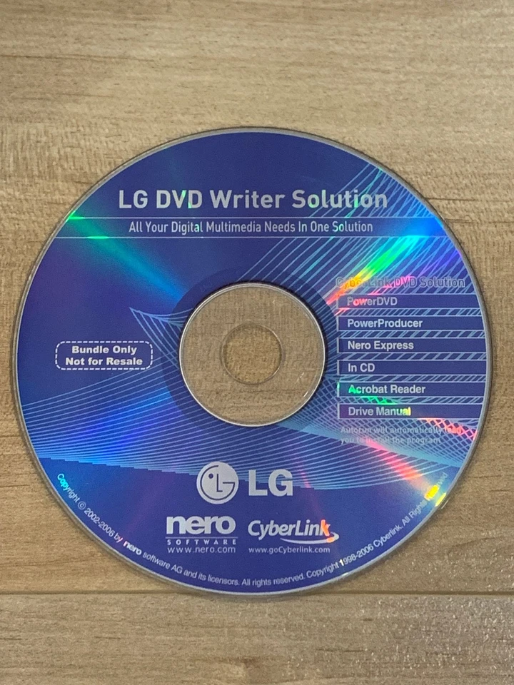 LG DVD Writer Solution Software CD Nero CyberLink PowerDVD PowerProducer 2006 - Image 1 of 1