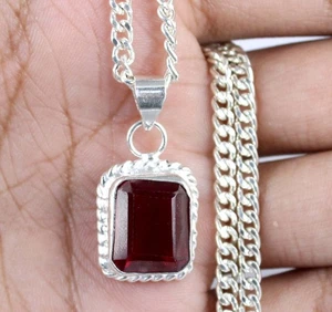 Ceylon roter Saphir 18,65 Kt/12 mm natürlicher Smaragdschliff Edelsteine zertifiziert Anhänger - Bild 1 von 6