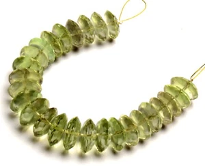 Natural Prasiolite Gemstone 13 to 14 mm Size German Cut Rondelle Beads 6" Strand - Picture 1 of 9