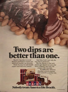 1983 Brachs Chocolate Covered Peanuts PRINT AD Two Dips Better Than One VTG 80s - Picture 1 of 5