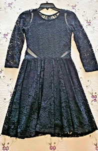 Abercrombie Fitch AF Black Lace Cut Out Mini Dress Long Sleeve Small Size S - Picture 1 of 8