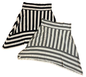 Gap Skirts Striped Black Gray Elastic Waist Slimming Dress 2 Piece Lot Set XL - Picture 1 of 14