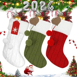 RFAQK Personalized Christmas Stockings -Set of 3 with 50 Pcs Name Tags, Large Xm - Picture 1 of 12