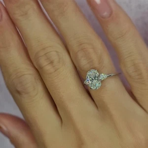 950 Platinum Engagement Ring Oval Cut 1.90 Ct IGI GIA Lab Created Diamond Solid - Picture 1 of 9