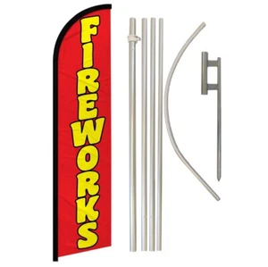 Fireworks Windless Banner Swooper Advertising Flag Pole Kit Fourth of July Flags - Picture 1 of 8