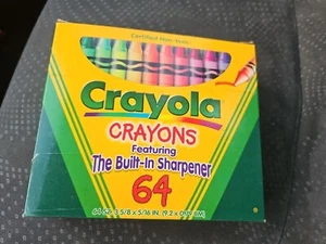 Vintage Crayola Crayons Binney & Smith Built in Sharpener 64 BRILLIANT 1997 - Picture 1 of 3