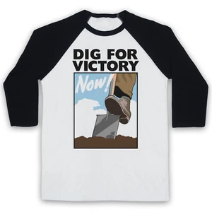 DIG NOW FOR VICTORY WORLD II WAR EFFORT PROPAGANDA 3/4 SLEEVE BASEBALL TEE - Picture 1 of 11