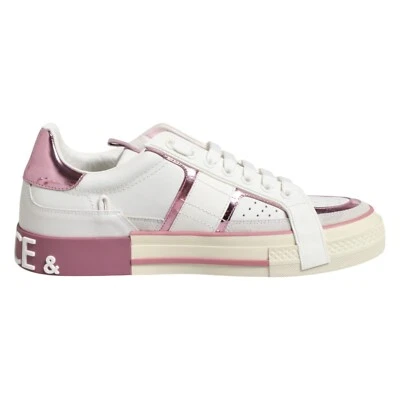 DOLCE & GABBANA Shoes White Leather DG Logo Low Top Sneakers R-41 L-41.5 1050usd - Image 1 of 4