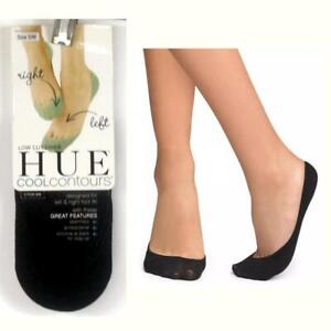 1 Pair Hue Womens Cool Contours Low-Cut Liner Socks Black Size S M New