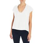 Three Dots Popover Women's Cupro Relaxed Short Sleeve V-Neck Top