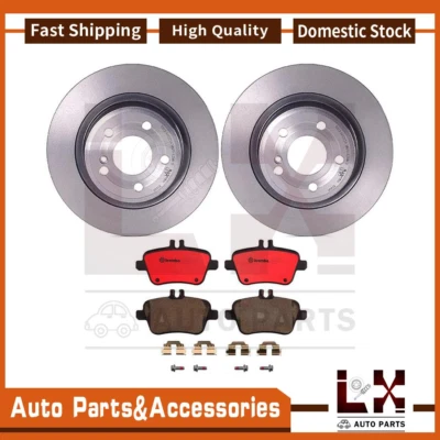 Fits 2012-15 Mercedes-Benz SLK250 Rear Brake Rotors Ceramic Brake Pads - Image 1 of 4