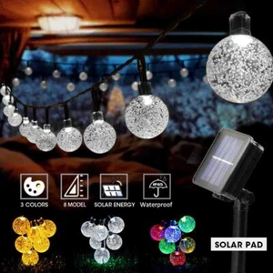 Solar 50 LED String Lights Christmas Round Ball Wedding Party Lamp 23FT - Picture 1 of 9