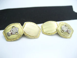 Antique Fraternal BPOE ELKS LODGE 10K Gold Ruby Eyes Cabochon Cufflinks Buttons - Picture 1 of 9