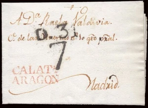 Zaragoza - Prefilatelia - Calatayud PE 6 - 1822 - Carta a Madrid - Imagen 1 de 1