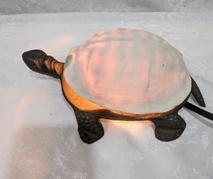 Real Turtle Shell Lamp Vintage Brass Lamp Base With Turtle Shell Top Upcycled - Picture 1 of 7