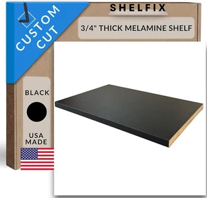 Black Color 3/4'' Thick Melamine - Cabinet Replacement Shelves - Custom Shelves - Picture 1 of 4