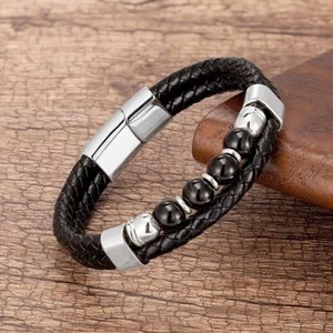 Fashion Natural Stone Beads Men's Bracelet For Women Unique Multilayer Genuine L - Picture 1 of 2
