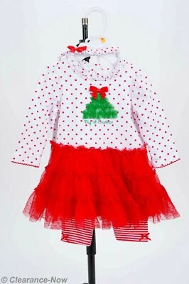 LITTLE ME Baby Girls 12M Christmas Tree Tutu Dress & Leggings  3 Piece Set 3596 - Image 1 of 4