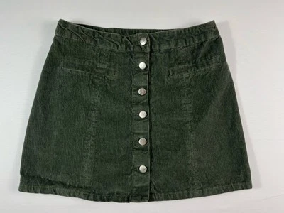 Minifalda de pana verde mediana con botones delanteros para mujer sin marca Foto 1 de 4