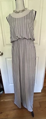 Exist Maxi Dress Black White Striped Sz XL Spandex , Adj Straps Elastic Waist — 第 1/4 张图片