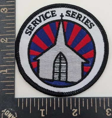 Service Series Patch – Church Steeple Design with Red and Blue Sunburst - Image 1 of 2