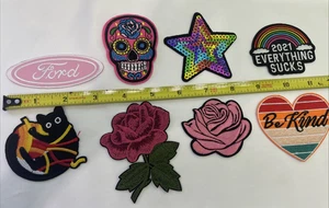 Embroidered Badge See On/ Iron On Patches Mixed Lot Of 8 - Picture 1 of 9