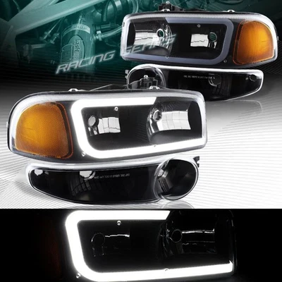 FAROS LED NEGROS DRL + PARACHOQUES CON REFLECTOR ÁMBAR AJUSTE 02-06 GMC SIERRA 1500 DENALI Foto 1 de 4