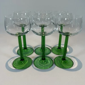 6 x Luminarc Long Emerald Green Stem Wine / Hock Glasses France 16cm tall - Picture 1 of 10