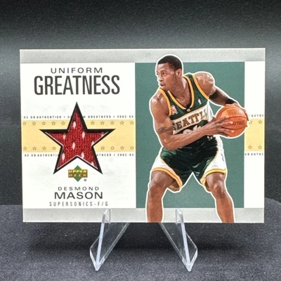 Desmond Mason Supersonics 2002 UD Uniform Greatness Game Worn Shorts Card - Image 1 of 2