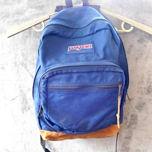 Mochila Jansport Parte Inferior de Cuero Clásica Azul Escuela Mochilero Senderismo Camping - Imagen 1 de 13