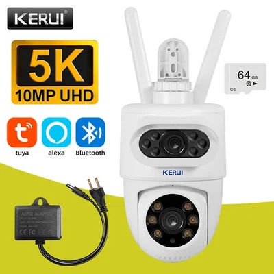 10MP HD Dual Lens Security Camera TUYA APP WiFi IP Home Outdoor Cam 64G Card - Image 1 of 4